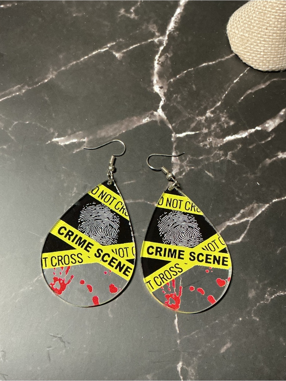 Caution Tape Crime Scene Earrings
